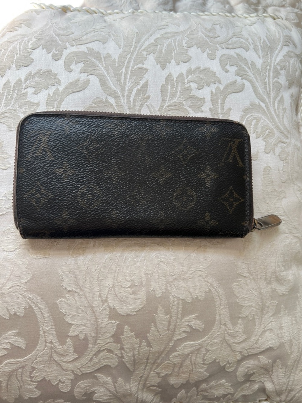 7023. Authentic LV  Monogram Zip-Around Wallet in Dark Brown with Gold Hardware - Picture 2 of 9